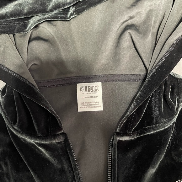 Black Velour Hoodie with Rhinestone Detail - Picture 2 of 2